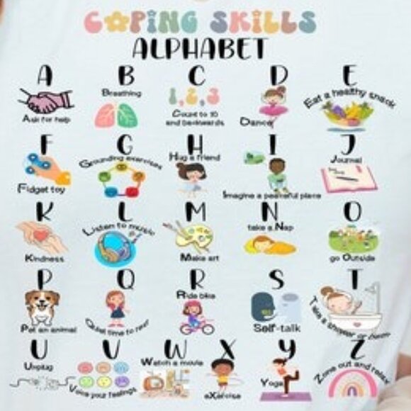 ABC Coping Skills Shirt, Coping Skill Alphabet Shirt, School Counselor Shirt - Picture 2 of 4